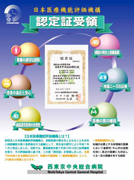 西東京中央総合病院日本医療機能評価機構認定証受領ポスター